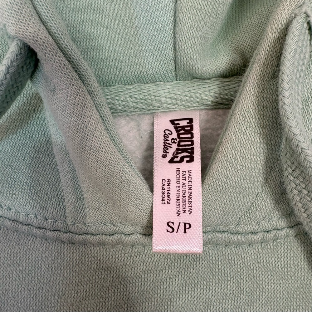 Crooks & Castles Pullover Hoodie Mint Green Women’s Small Sweatshirt Sweater - Picture 3 of 7